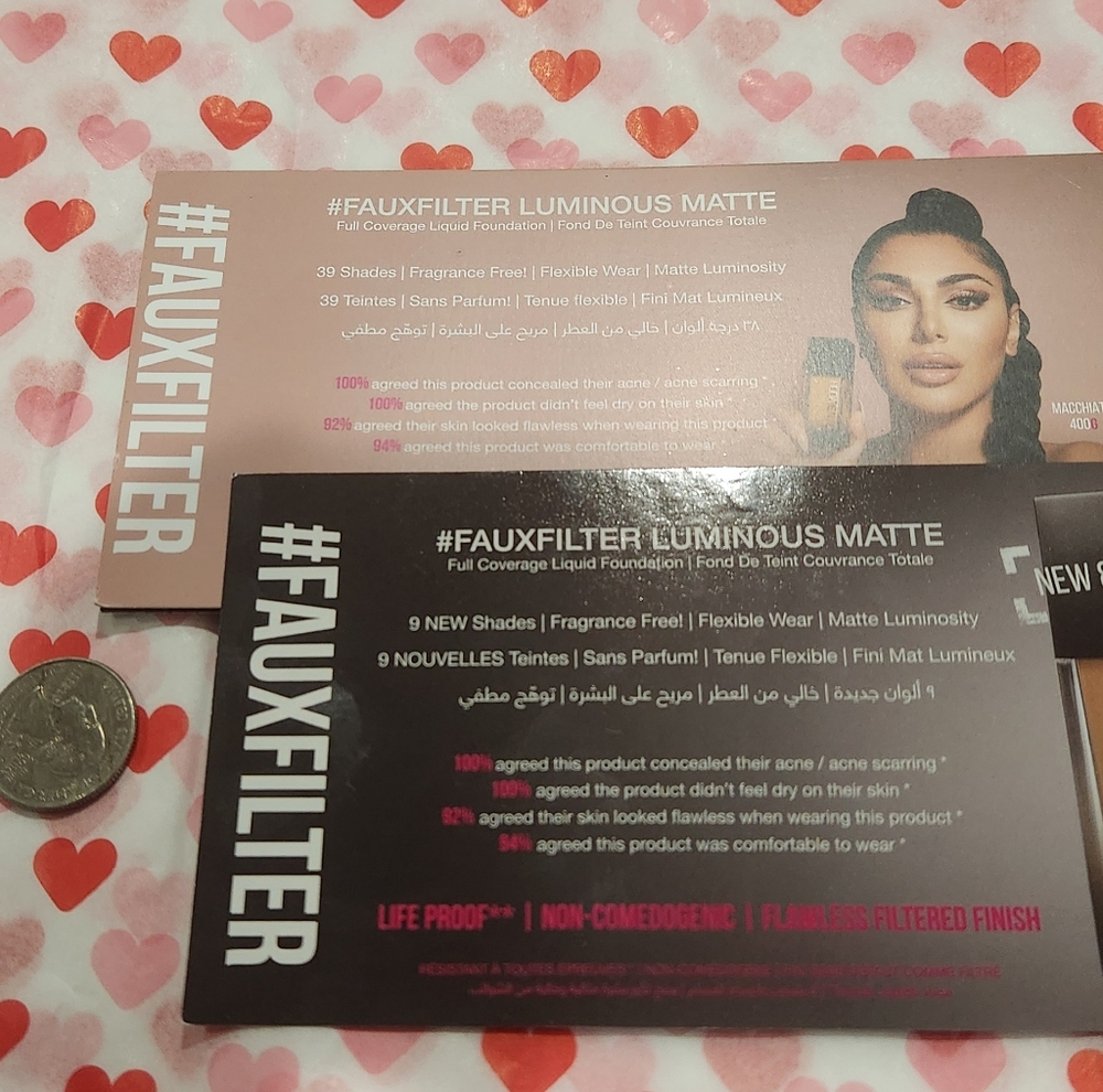 faux filter foundation foil sample card